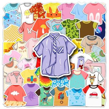 Imagem de Pacote de adesivos: camiseta de desenho animado, 50 peças de vinil impermeável