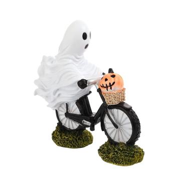 Imagem de Estátua de resina de Halloween Ghost Riding Bicycle Decoração de jardim