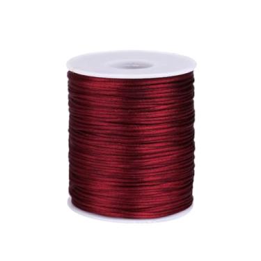 Imagem de Xzhcy Cordão de cetim de nylon de 1 mm, 100 metros, fio trançado de seda, cordão de contas para artesanato faça você mesmo, pulseiras da amizade, pingente chinês Lucky Knotting Macramê Colares para