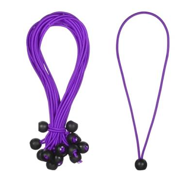 Imagem de PATIKIL Cordão elástico de 30,5 cm, 35 peças de cordas elásticas com bolas de lona de dossel cordões elásticos para acampamento ao ar livre postes de barraca de abrigo de carga, roxo
