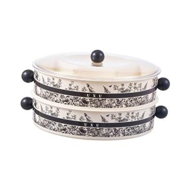 Imagem de FytStycale Bandeja de Servir com Tampa, Dividida, para Armazenamento de Alimentos, Travessa de Dois Andares, Caixa de Petiscos Dividida para Celebrações Do Ano N