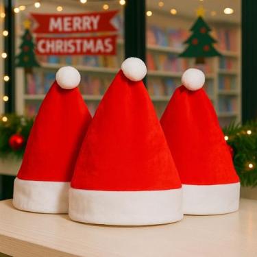 Imagem de Kit 3 Gorro Natal Vermelho Chapéu Papai Noel Festa Natalina - dcarte