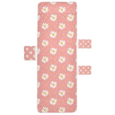 Imagem de STAYTOP Linda capa de toalha de cadeira de salão de flores de margarida, capa de espreguiçadeira macia, capas de cadeira de praia com bolsos para jardim ao ar livre, pátio, pátio, banhos de sol