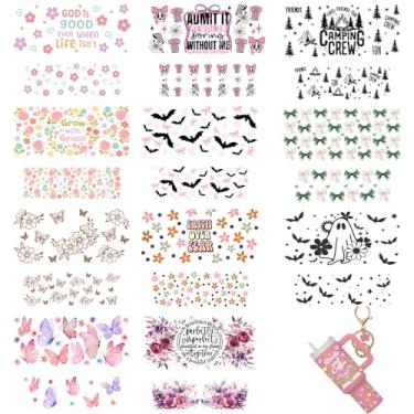 Imagem de 42 peças Arco de girassol God Pray Camping MINI UV DTF Cup Wraps para copos de 1,134 g Key Pardant Self Love Juice Butterfly Jesus Ghost Rub on Bat Blueberry Book uvdtf Adesivos de transferência