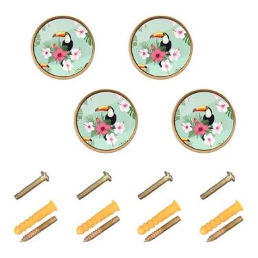 Imagem de Burbuja Puxadores de armário de cozinha empoleirados em galhos, pacote com 4, puxadores de gaveta redonda de 3,5 cm com parafusos para armários de cozinha, quarto, armário