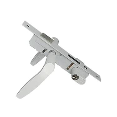 Imagem de Fechadura para Porta de Abrir 3F, Perfil Estreito, Acabamento Branco, Maçaneta Alavanca, Roseta Inox Polido, Modelo 511/11260BR