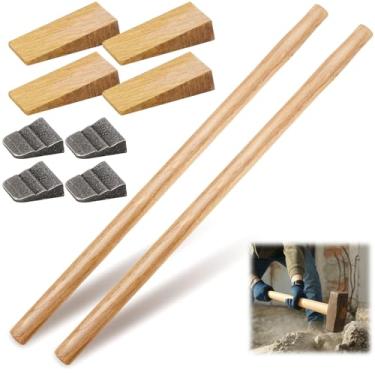 Imagem de Bucherry 2 conjuntos de kit de alça de martelo de substituição de 59,7 cm, inclui 2 substituições de alça de martelo, 4 cunhas de madeira e 4 cunhas de aço para construção de carpintaria de deck
