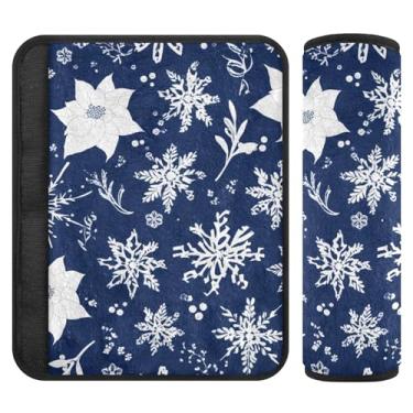 Imagem de Burbuja Capa para cinto de segurança de carro Snowflakes Protetor de cinto de segurança de carro macio confortável para alça de ombro de assento, 1 par médio
