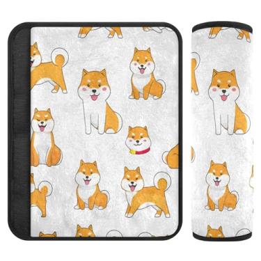 Imagem de Burbuja Capa para cinto de segurança de carro com desenho de cães macios e confortáveis protetores de cinto de segurança para alça de ombro de assento, 1 par médio