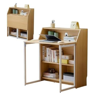 Imagem de Escrivaninha dobrável para computador, mesa pequena com suporte de armazenamento, montagem simples mesa dobrável para computador mesa de escritório em casa mesa de estudo e escrita