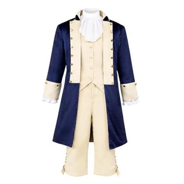 Imagem de Kofero Fantasia de pai fundador adulto 5 peças roupa revolucionária militar George Washington Alexander Hamilton da era colonial, Multicor, G