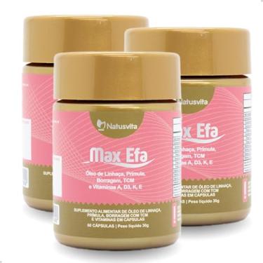 Imagem de Kit 3 und. Max Efa (Óleo de Linhaça, Prímula, Borragem com TCM e Vitaminas A, D3, K e E) 180 cápsulas