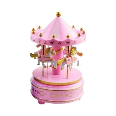 Imagem de Caixa De Música Romântica De Luxo Com 4 Cavalos Em Carrossel Giratório