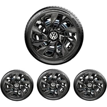 Imagem de Kit 4 Calotas Esportivas Ds4 Preto Brilhante aro 15 - Universal (VOLKS) Gol Bola G2 G3 G4 G5 G6 G7 Polo Up Fox Voyage Virtus Parati Saveiro Bora Polo SpaceFox