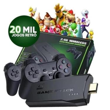 Imagem de Console de Videogame Retro com 20 Mil Jogos, HDMI, 2 Controles Sem Fio 2.4G, 64GB, Transparente