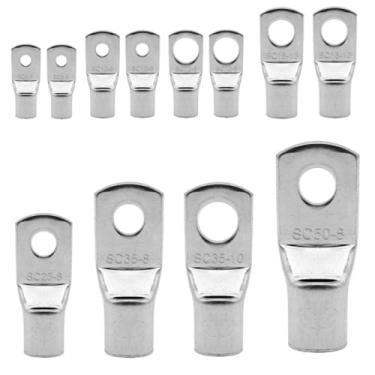 Imagem de 10/25/50/100pcs Conectores de fio de anel de cobre Terminal de crimpagem de cabo desencapado SC6-6 SC6-8 SC10-6 SC10-8 SC16-6 SC25-6(SC10-6,12)