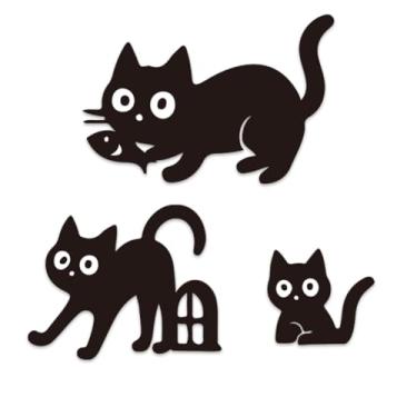 Imagem de GOMAKERER Decoração de parede de gato de madeira, decoração de parede de gato preto de madeira, decoração de arte de parede de animais engraçados para casa, quarto, sala de estar, banheiro, presente