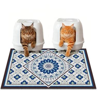 Imagem de Tapete de areia jumbo para gatos 88 x 61 | Tapete de caixa de areia ultraabsorvente com malha de PVC | Tapete antiderrapante para caixa de areia, tapete de areia lavável para gatinhos para ambientes