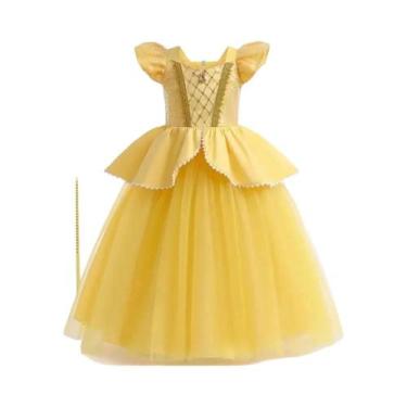 Imagem de Fantasia De Princesa Bela E a Fera Para Meninas, Vestido De Festa Delu
