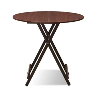 Imagem de Mesa dobrável, mesa de bistrô redonda dobrável para pátio, mesa de jantar portátil ao ar livre, moldura de base de madeira (cor: E) (E)