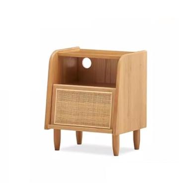 Imagem de Mesa de cabeceira para sofá, mesa de cabeceira nórdica, armário de armazenamento de móveis de madeira maciça, armário lateral pequeno