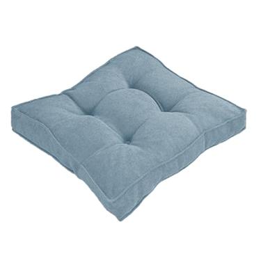 Imagem de Almofada Assento para Cadeira Futton (Kit 1/2/4) – Polialgodão Respirável 8cm de Altura, Almofada de Chão Quadrada Estilo Turca para Cozinha, Jantar e Escritório(Lago Azul,40x40cm 1pc)