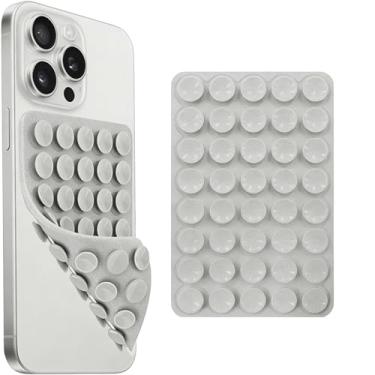 Imagem de Suporte de telefone com sucção dupla face de silicone, 2 peças, aderência removível para celular, acessório de vídeo selfie mãos livres, suporte de sucção de telefone TikTok tendência para iPhone e