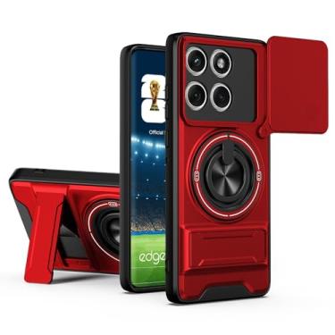 Imagem de SORAKA Capa para Motorola Edge 60 Fusion com suporte,proteção de lente com janela e capa dupla de PC e TPU compatível com suporte magnético para carro