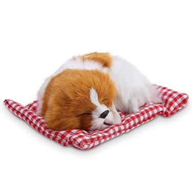 Imagem de aqxreight Adorável Crianças Brinquedos de Pelúcia Simulação Animal Boneca Pelúcia Cães Dormindo Com Som Preto Branco Almofada Cão Cão Vara o e Ele e Algodão como Macia Real Simulação Animal (Huang