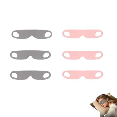 Imagem de PLAYTHROUGH Máscara de dormir para pendurar na orelha, 6 peças, máscara fina para dormir para Siesta Travel Yoga (rosa, cinza)