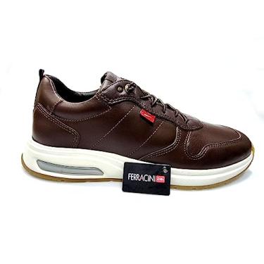 Imagem de Sapatênis Masculino Couro Ferracini Sneaker Vyper Marrom