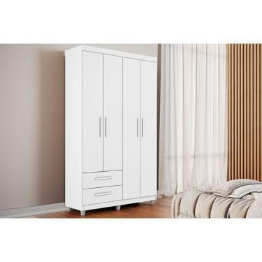 Imagem de Guarda Roupa Solteiro 4 Portas E 2 Gavetas Canadá Plus Branco Conquista