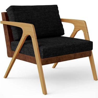 Imagem de Poltrona Para Sala De Estar Pietra Marrom Linho Chumbo