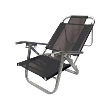 Imagem de Cadeira de Praia Copacabana Reclinável Preta CAD0365 Botafogo
