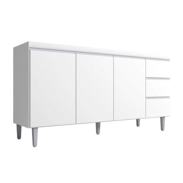 Imagem de Balcão Gabinete De Pia Para Cozinha Sem Tampo 160cm 3 Portas Andréia Branco- Mabe Magazine