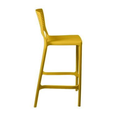 Imagem de Banqueta Alta Para Cozinha Amarela Empilhável Vênus Em Polipropileno Acrilys