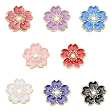 Imagem de Conjunto de broches Sakura Flower Colorful Cherry Blossom x8 - Yiweisa