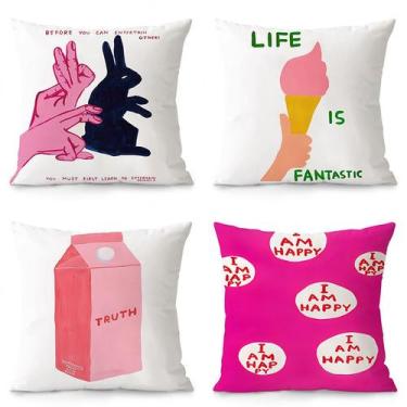 Imagem de Conjunto de fronhas Fun & Quirky Art 35x35cm (conjunto de 4) - yiweisa