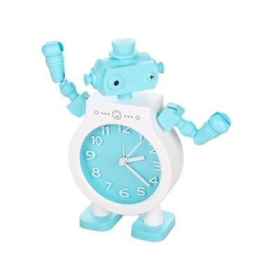 Imagem de Despertador criativo em forma de robô para crianças, plástico azul - Y