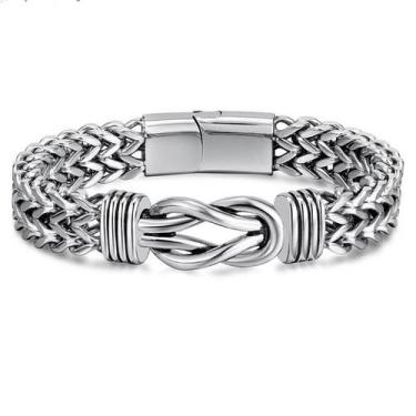 Imagem de Pulseira masculina de aço inoxidável estilo punk dual chain link - Yiw