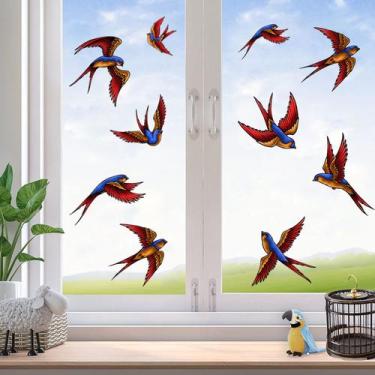 Imagem de Adesivos de parede Colorful Swallow Aquarela PVC 30x60cm 10PCS - yiwei