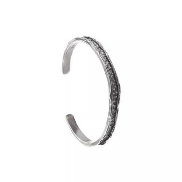 Imagem de Pulseira de prata 925 vintage com textura profunda para homens e mulhe