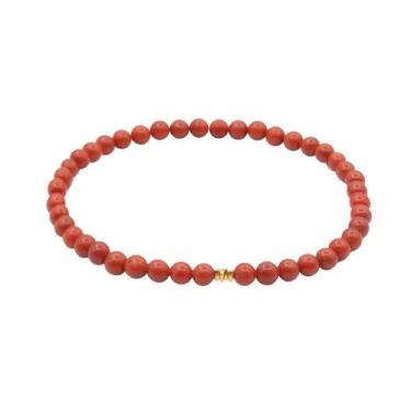 Imagem de Pulseira South Red Agate Beaded 4 mm com miçangas redondas minúsculas 