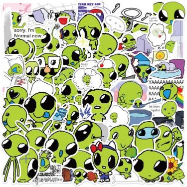 Imagem de Pacote de adesivos Little Green Alien, 52 unidades de vinil de desenho