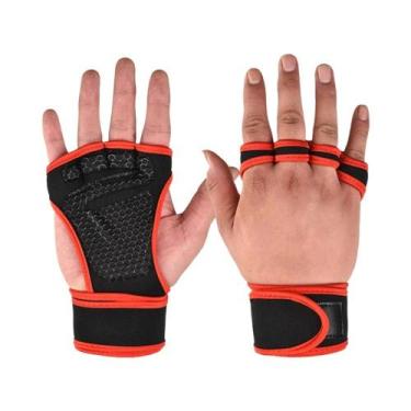 Imagem de Luvas De Treino De Dedos Cortados Pretas Antiderrapantes Com Proteção 