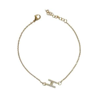 Imagem de Pulseira Feminina Banhada a Ouro Com Iniciais, Joia De Aço Inoxidável 