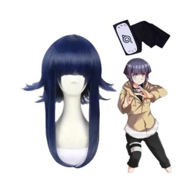 Imagem de Peruca Cosplay Sintética Hyuga Hinata Média Longa Lisa Para Anime, Fes