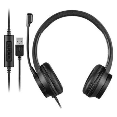 Imagem de Headset Multilaser HF1100, USB/USB-C, Cabo de 1,5m, Preto - PH501