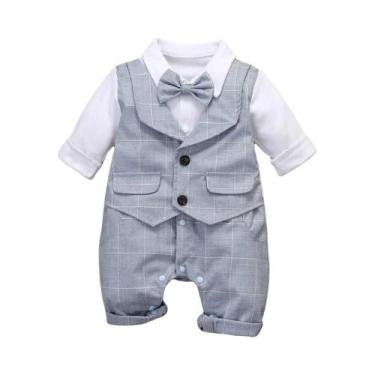 Imagem de Conjunto Formal De Algodão Xadrez Para Menino Recém-Nascido, Vestido D