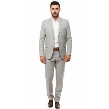 Imagem de Jordhan Alta Costura Poliviscose Cinza Metálico  Terno Masculino Alfai